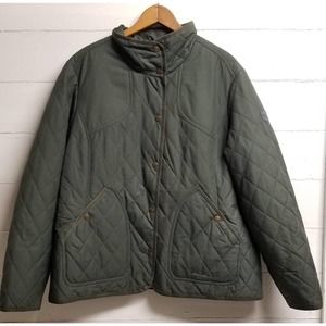 EDDIE BAUER Olive Green Diamond QUILTED Sportshop Jacket Coat 2XL